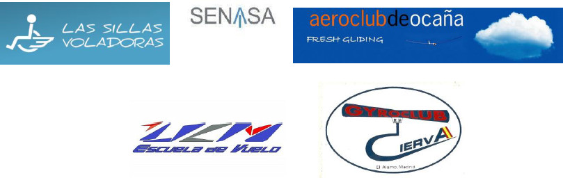 logo de sillas voladoras, senasa, aeroclub de Ocaña, Escuela de Vuelo y Gyroclub Cierva